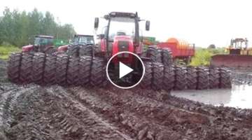 Total Crazy Dangerous Tractors Pulling Overloaded Trolleys/ Tractor Stunt