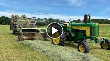 Making tiny square bales with John Deere 730!