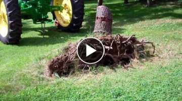John Deere B Pullin' Tree Stump