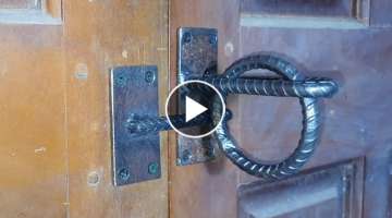 Homemade door latch from scrap metal.