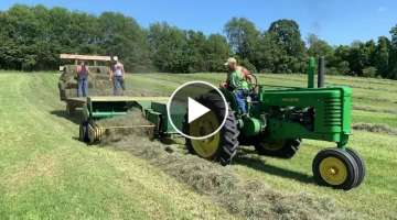 Baling hay with a John Deere A