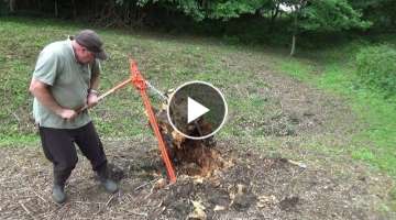 Pulling up a Large Old Stump with a Farm Jack